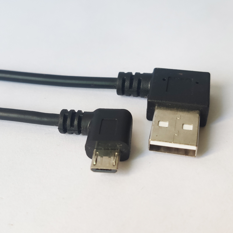 Left Angle USB AM to Left Angle Micro USB Cable 