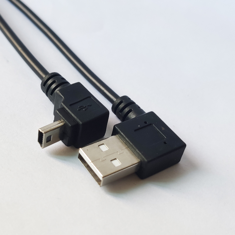 Left Angle USB AM to Down Angle Mini USB Cable 