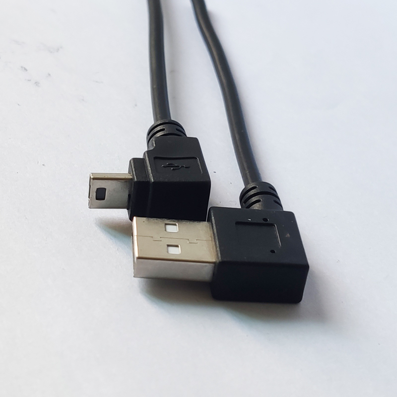 Left Angle USB AM to Down Angle Mini USB Cable 