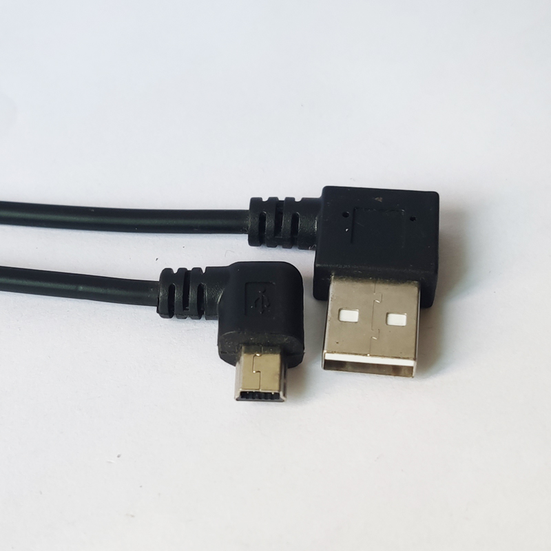 Left Angle USB AM to Left Angle Mini USB Cable 