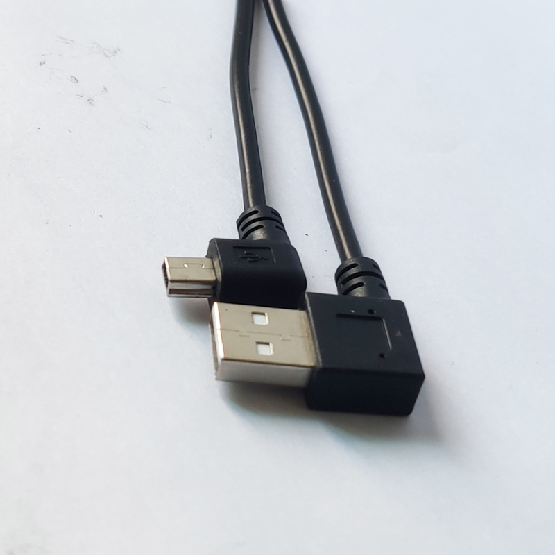 Left Angle USB AM to Left Angle Mini USB Cable 