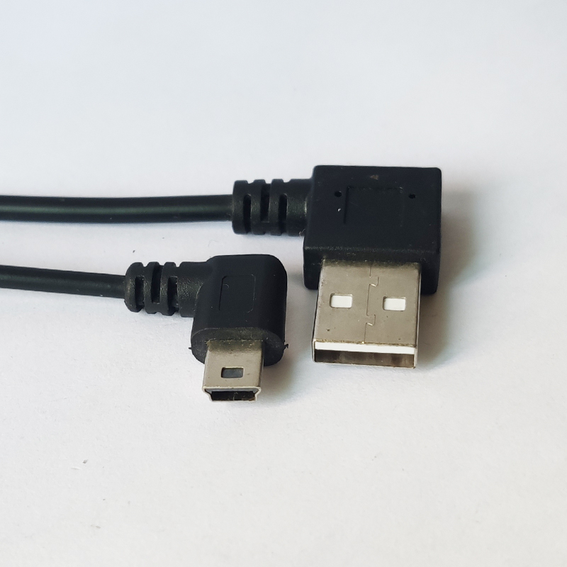 Left Angle USB AM to Right Angle Mini USB Cable 