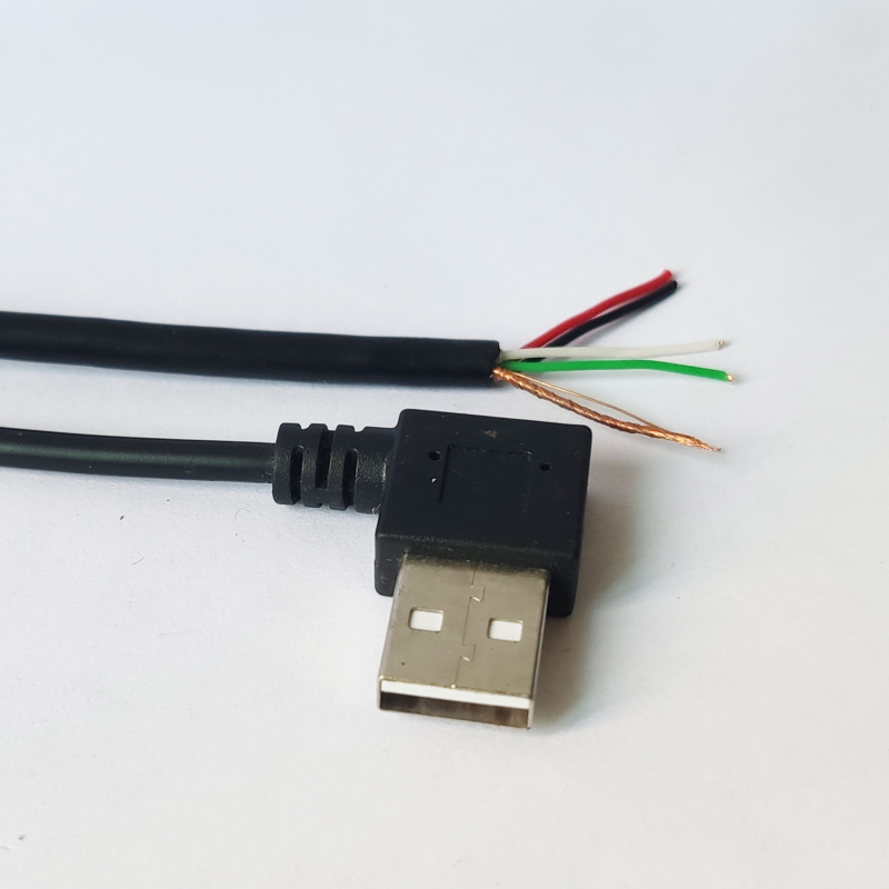 Left Angle USB AM to OPEN Wire 