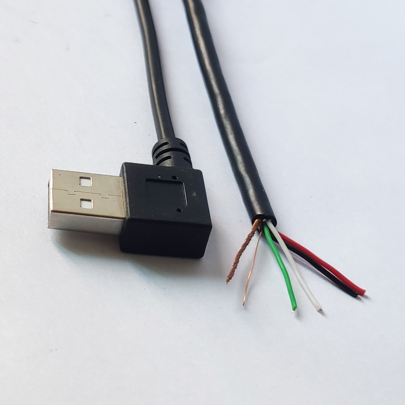 Left Angle USB AM to OPEN Wire 