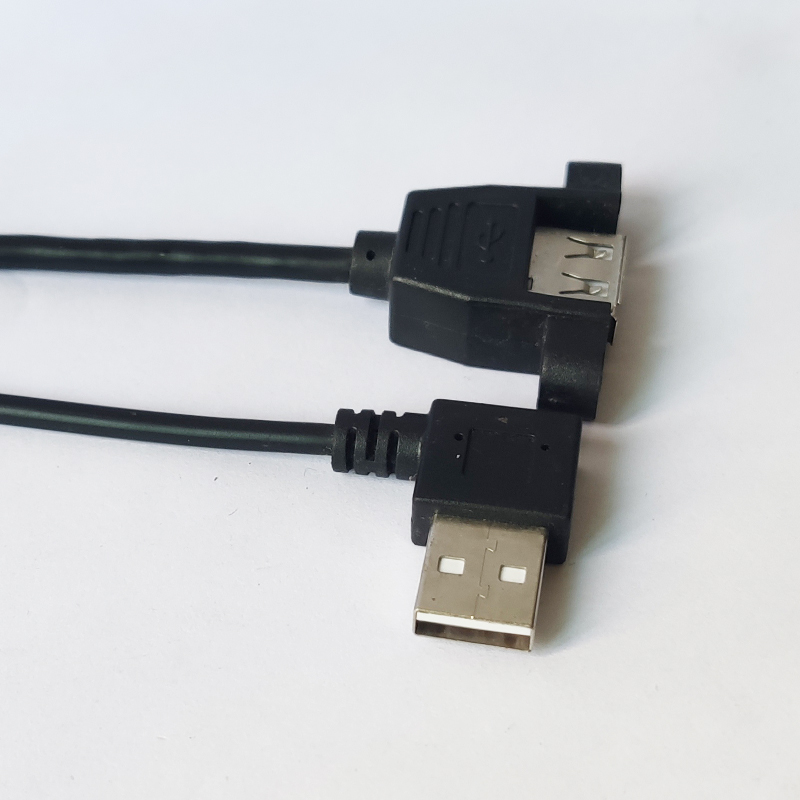 Left Angle USB AM to Panel Mount AF Cable 
