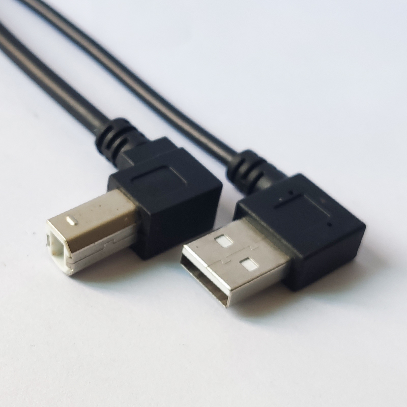 Left Angle USB AM to UP Angle USB BM Cable 