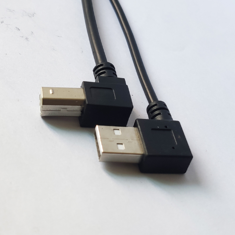 Left Angle USB AM to UP Angle USB BM Cable 