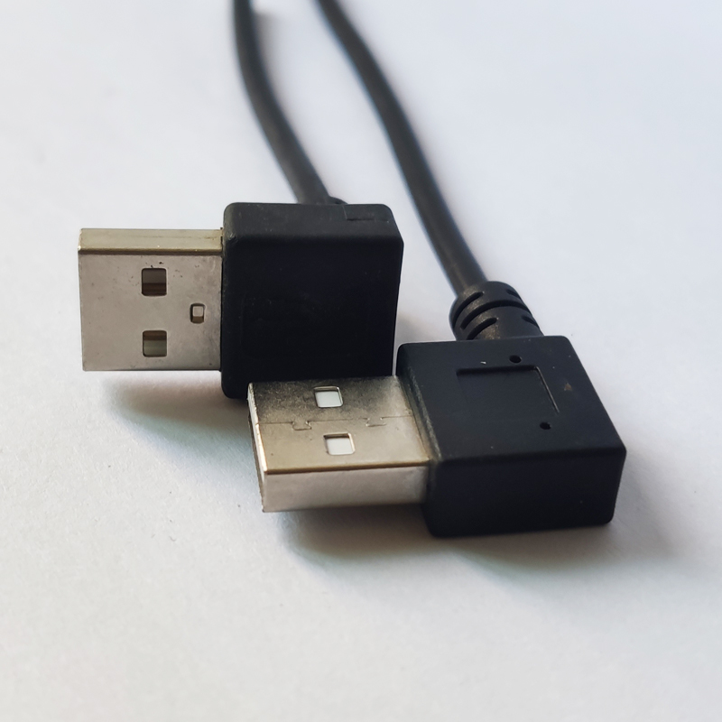 Left Angle USB AM to Down Angle USB AM Cable 