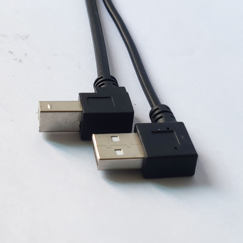 Left Angle USB AM to Down Angle USB BM Cable 