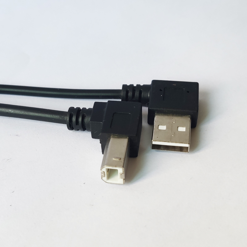 Left Angle USB AM to Down Angle USB BM Cable 