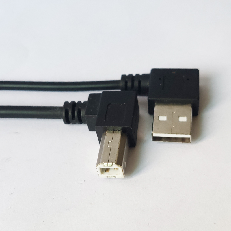 Left Angle USB AM to Left Angle USB BM Cable 