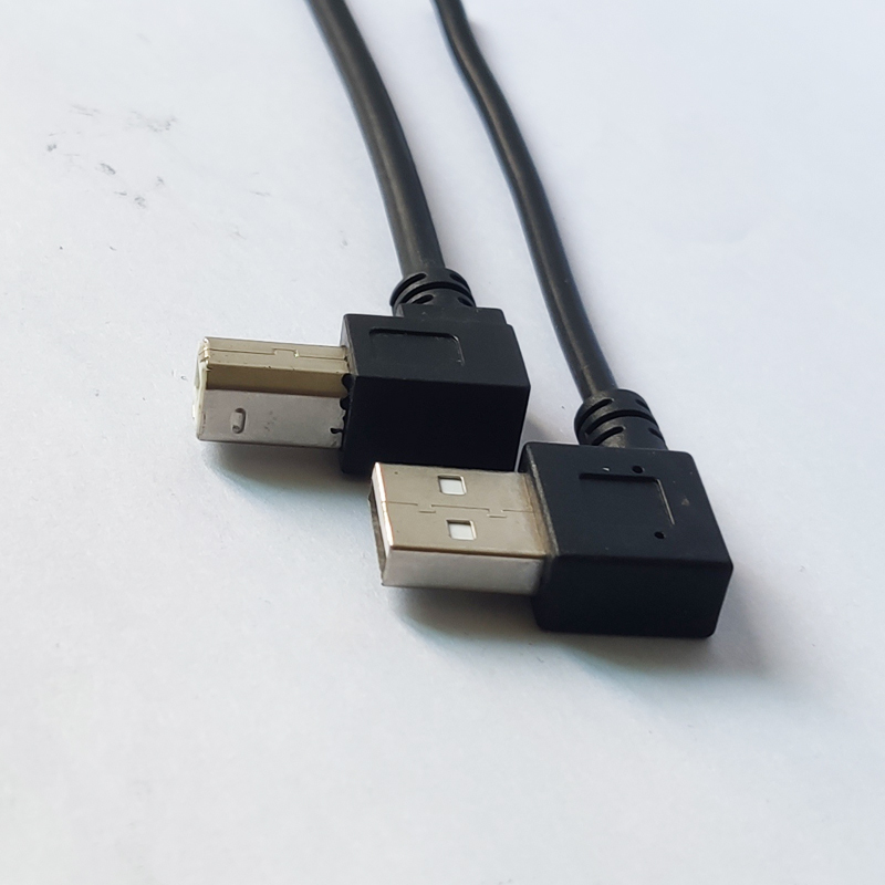 Left Angle USB AM to Left Angle USB BM Cable 