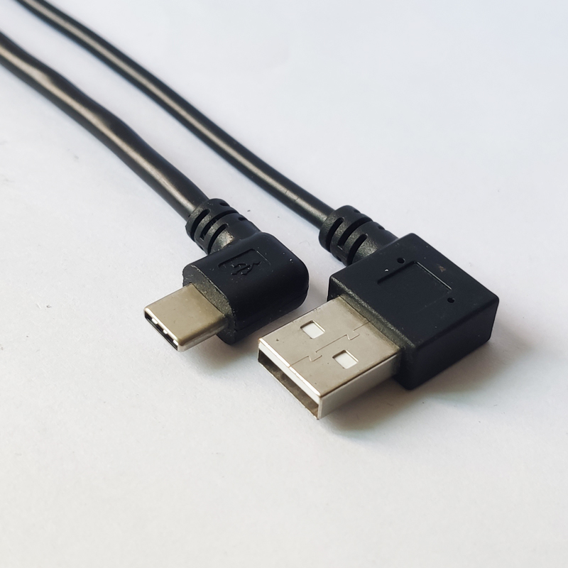 Left Angle USB AM to Left Angle Type C Cable 