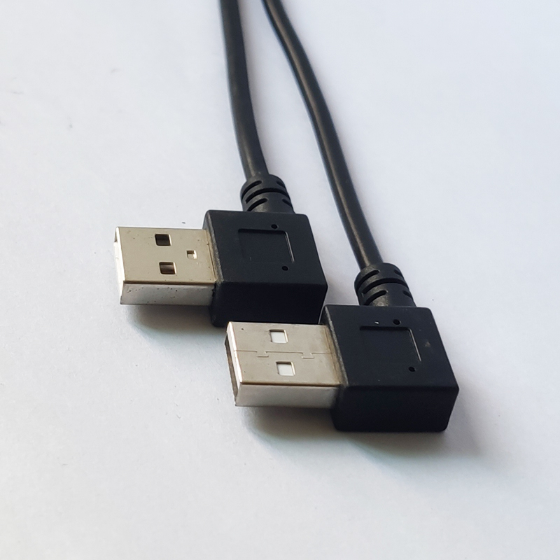 Left Angle USB AM to Right Angle USB AM Cable 