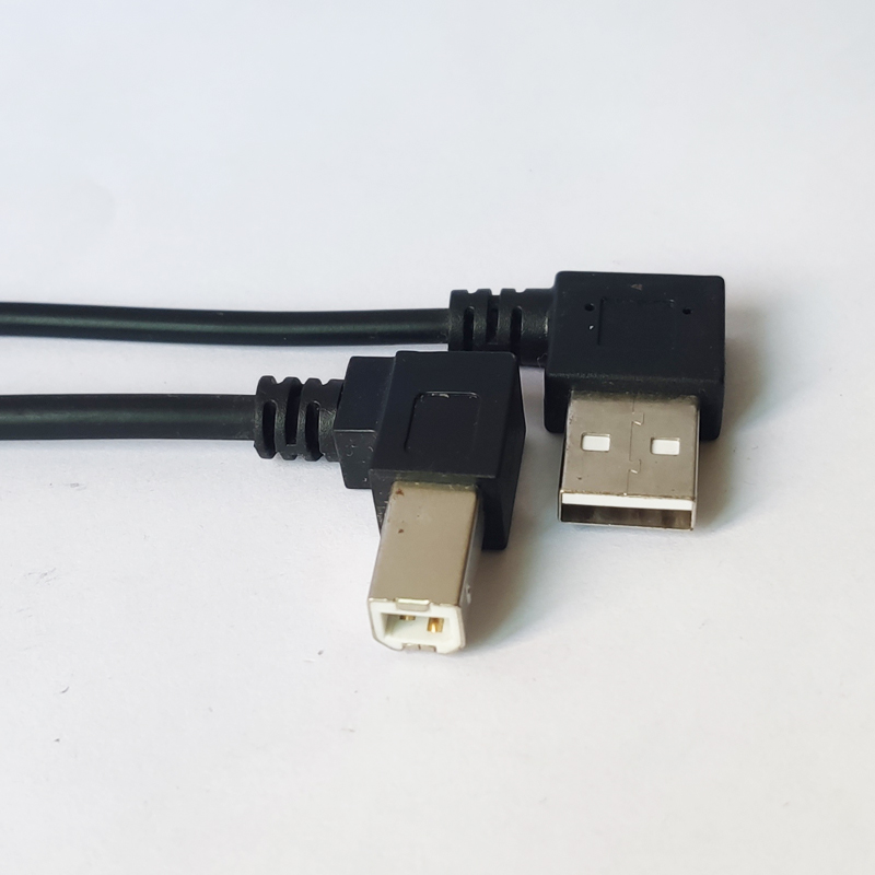 Left Angle USB AM to Right Angle USB BM Cable 